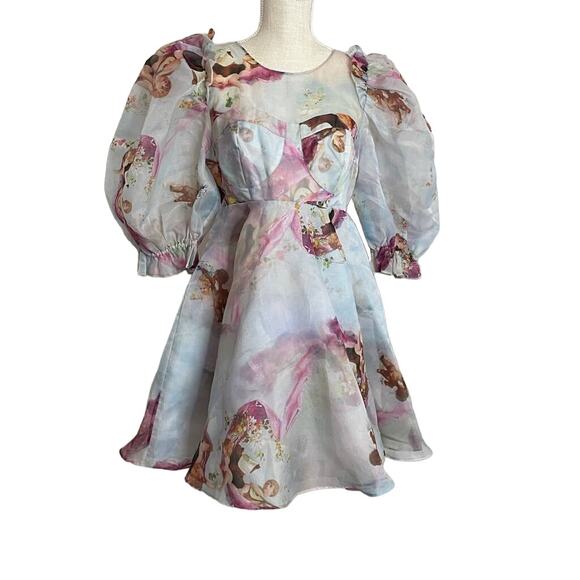 Selkie‎ Chiffon Puff Sleeve "The Party Dress in Cupid" Medium - Picture 6 of 12